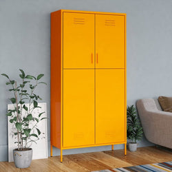 Mustard Yellow Wardrobe With 4 Shelves Steel