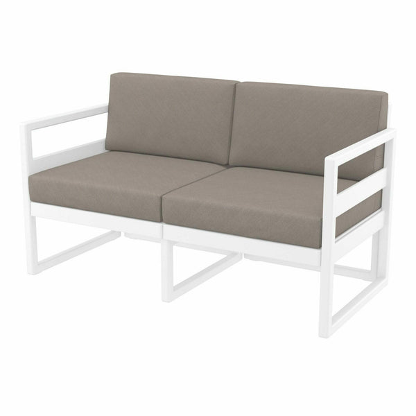  Mykonos Lounge Sofa - White with Light Brown Cushions