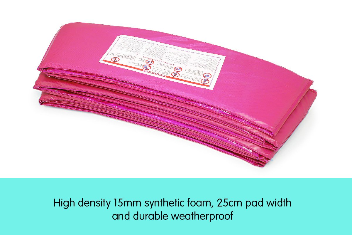 12Ft Trampoline Replacement Safety Pad And Net Round 8 Poles Pink