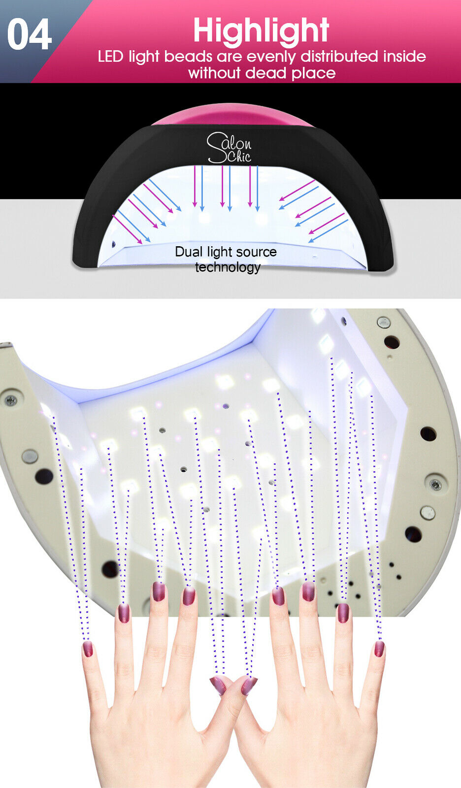Salon Chic 48W LED UV Nail Lamp Light Gel Polish Dryer Manicure Art Curing Black