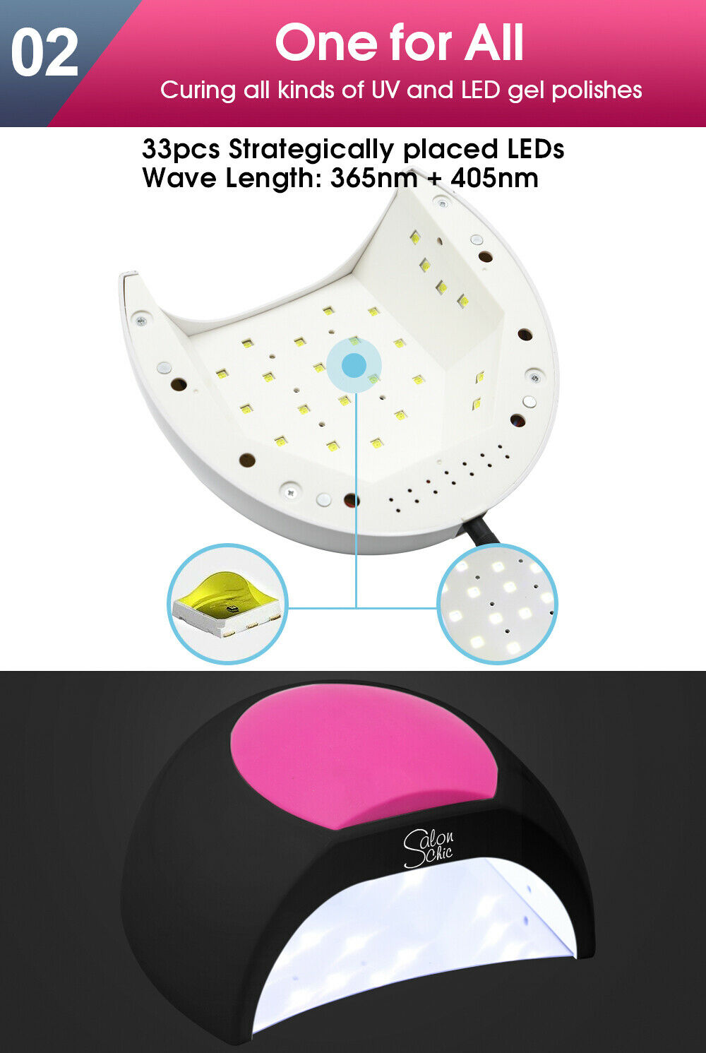 Salon Chic 48W LED UV Nail Lamp Light Gel Polish Dryer Manicure Art Curing Black