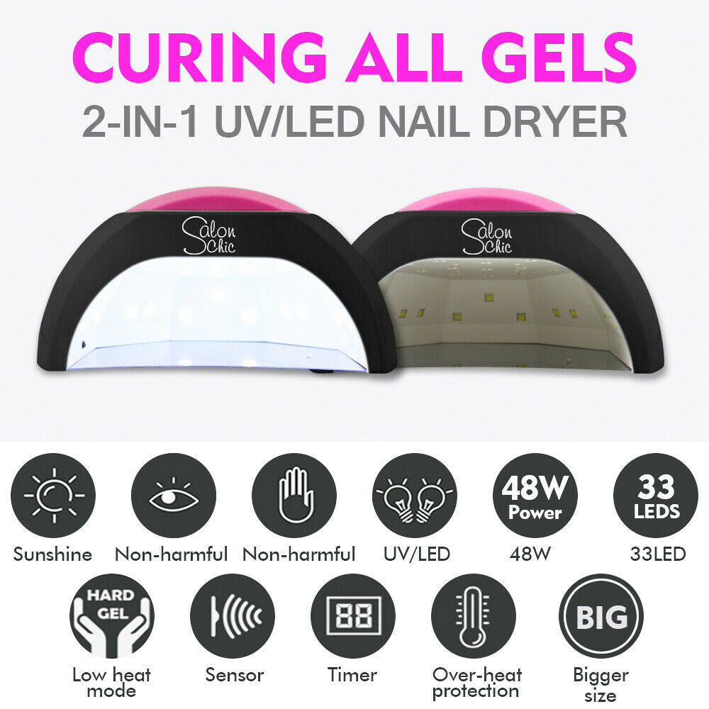 Salon Chic 48W LED UV Nail Lamp Light Gel Polish Dryer Manicure Art Curing Black