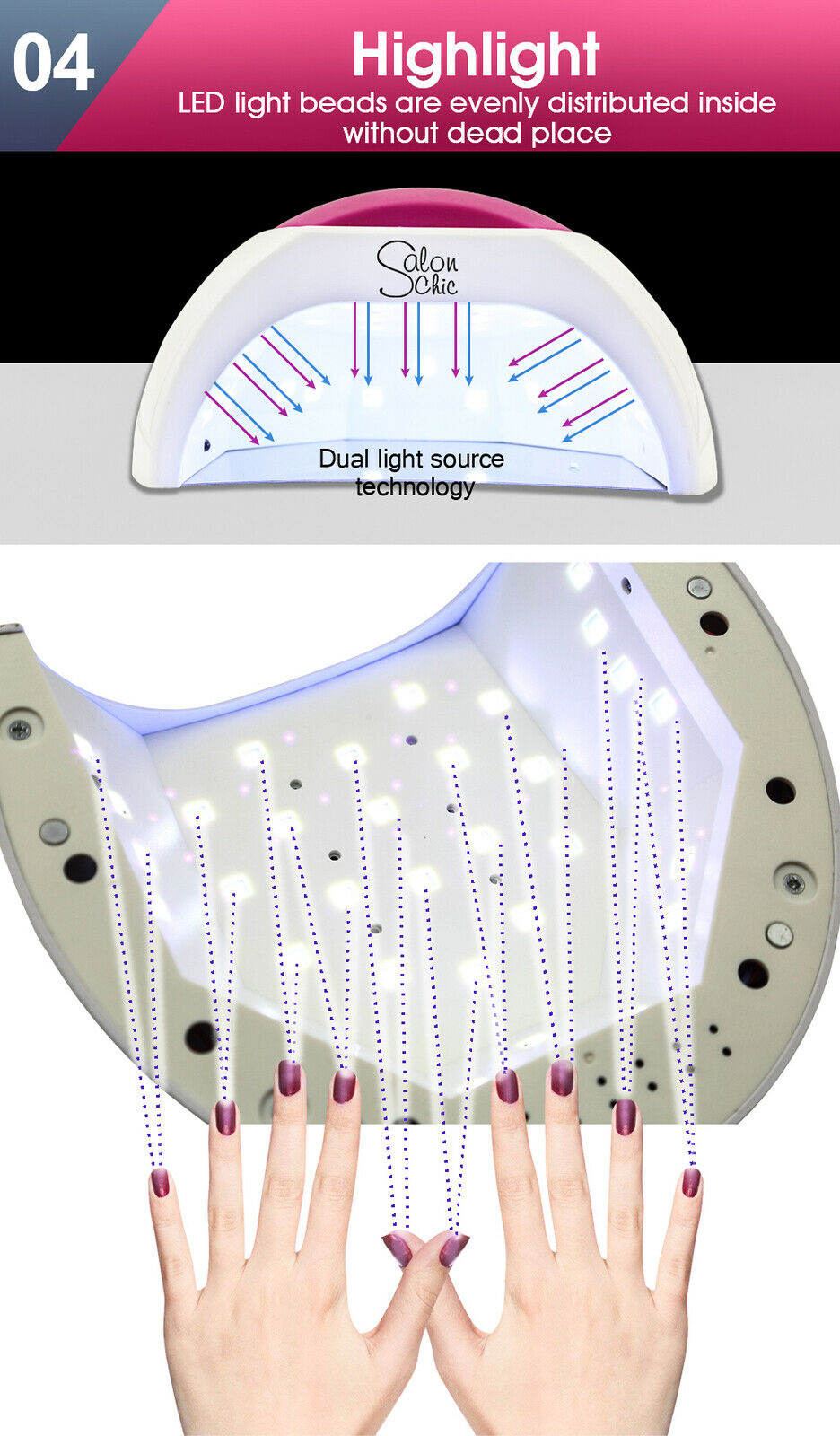 Salon Chic 48W LED UV Nail Lamp Light Gel Polish Dryer Manicure Art Curing White
