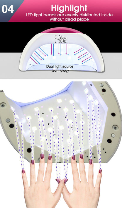 Salon Chic 48W LED UV Nail Lamp Light Gel Polish Dryer Manicure Art Curing White