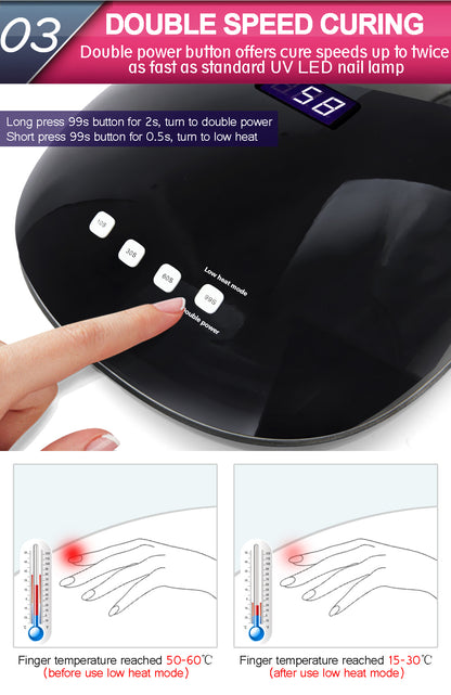 LED Nail Gel Polish Dryer Manicure Sensor Light Black