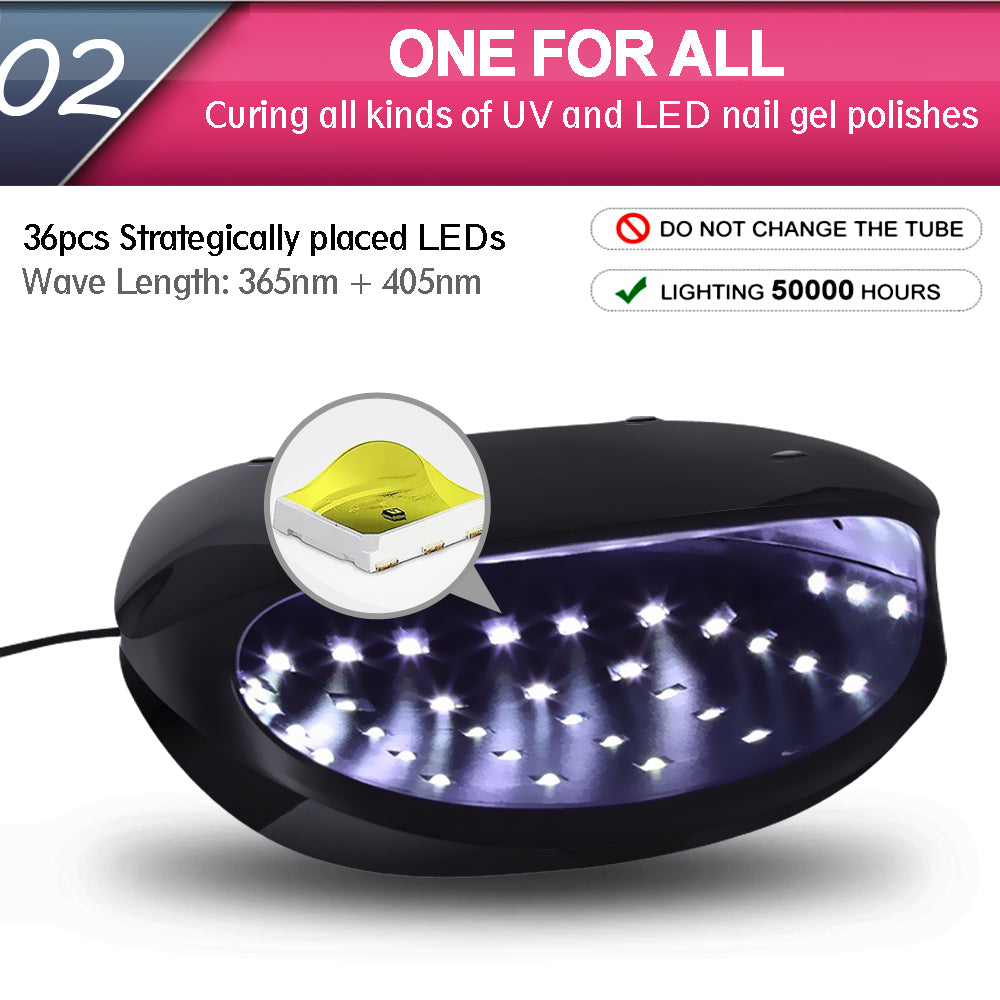 LED Nail Gel Polish Dryer Manicure Sensor Light Black