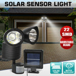 22 LED Solar Powered Dual Light Flood Lamp Security PIR Motion Sensor Outdoor