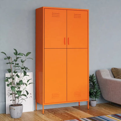 Orange Wardrobe With 4 Shelves Steel