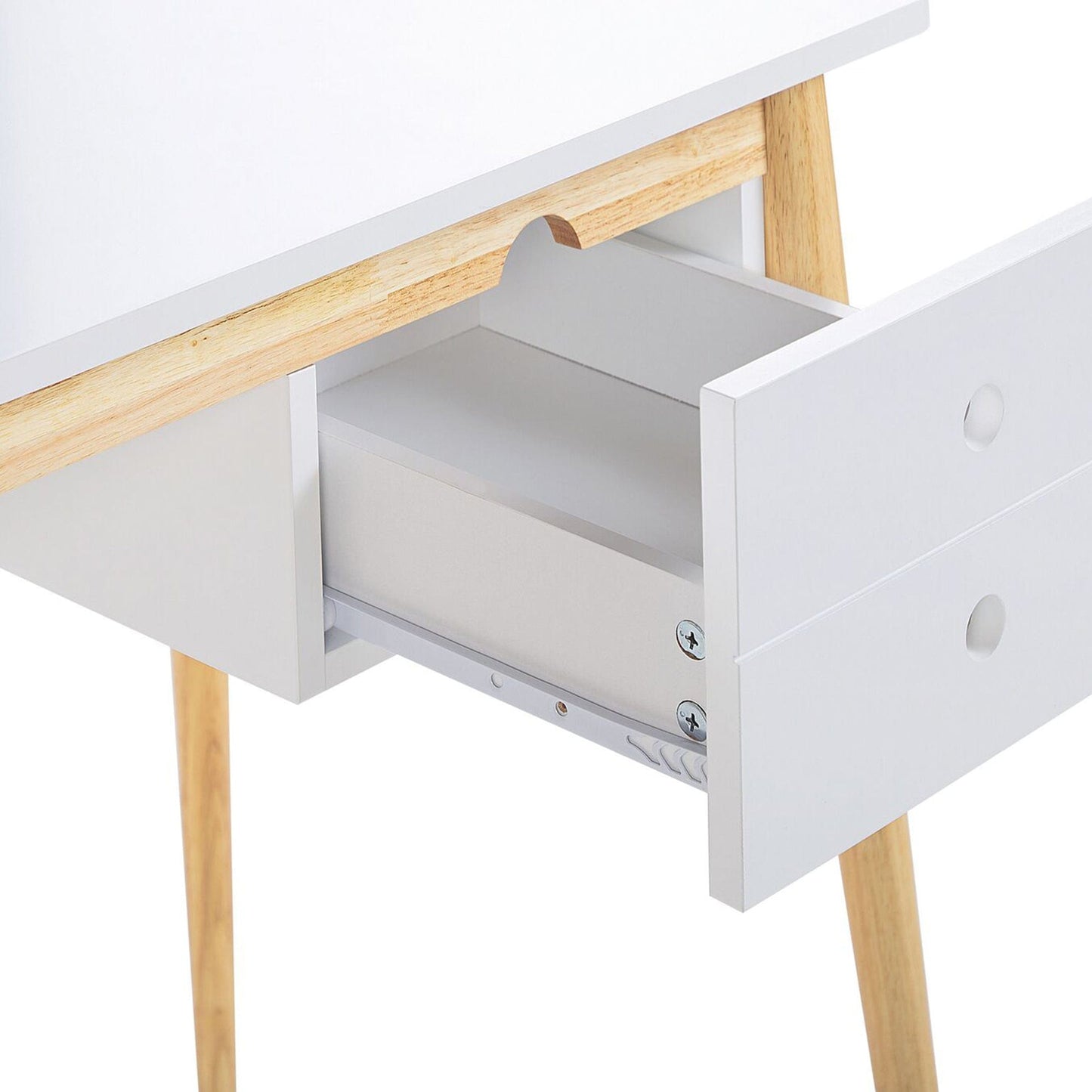 Oslo Desk with Drawer in White & Natural/Black & Natural