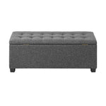 Ottoman Foot Stool: Spacious Toy Chest with Stylish Faux Linen Design-Grey\Light Grey