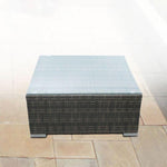 Outdoor 9 Piece Oatmeal Rattan Sofa Set - Black Coating & Grey Seats