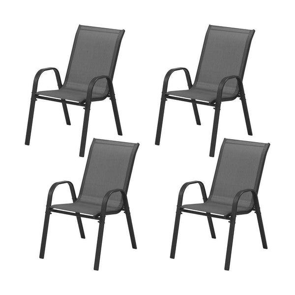  Outdoor Stackable Chairs Patio Furniture Lounge Chair Bistro Set 4x Grey