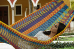 Queen Size Outdoor Cotton Mexican Hammock in Confeti Colour