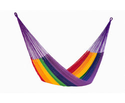 Queen Size Outdoor Cotton Mexican Hammock in Rainbow Colour
