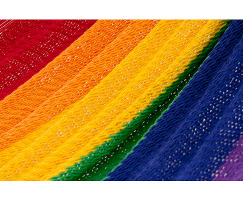 Queen Size Outdoor Cotton Mexican Hammock in Rainbow Colour