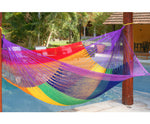 Queen Size Outdoor Cotton Mexican Hammock in Rainbow Colour