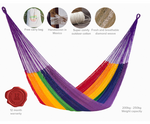 Jumbo Size Outdoor Cotton Mexican Hammock in Rainbow Colour