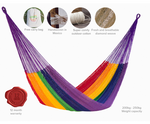 Queen Size Outdoor Cotton Mexican Hammock in Rainbow Colour