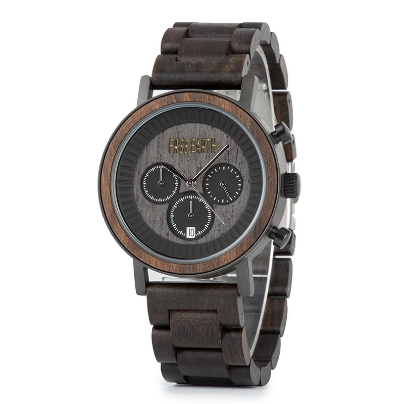 Unisex Ovo wood watch with leather band

