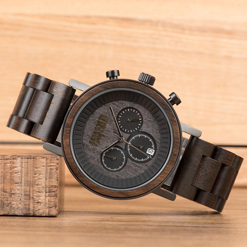 Unisex Ovo wood watch with leather band
