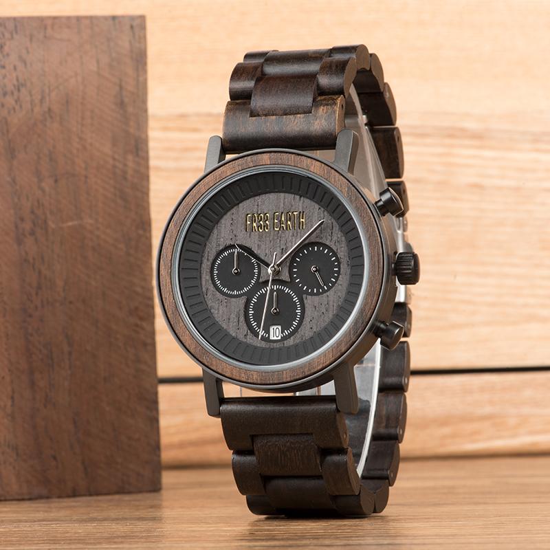 Unisex Ovo wood watch with leather band
