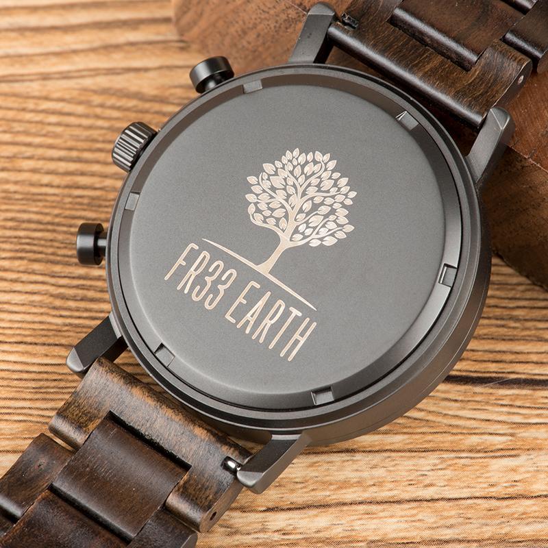 Unisex Ovo wood watch with leather band
