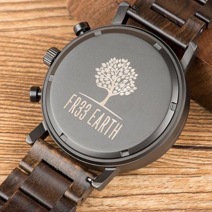 Unisex Ovo wood watch with leather band
