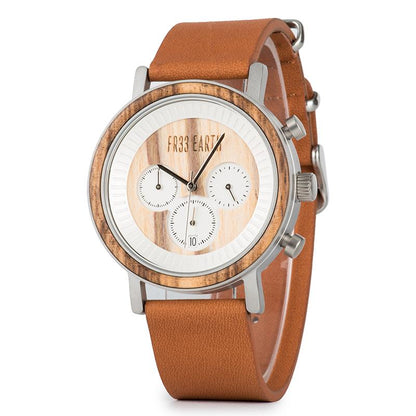 Unisex Ovo wood watch with leather band
