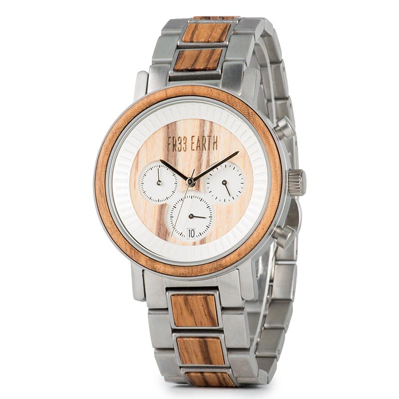 light coloured Ovo X wood watch
