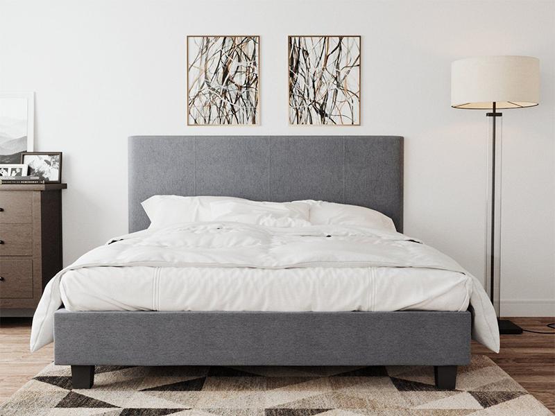 Fabric bed frame grey double 
