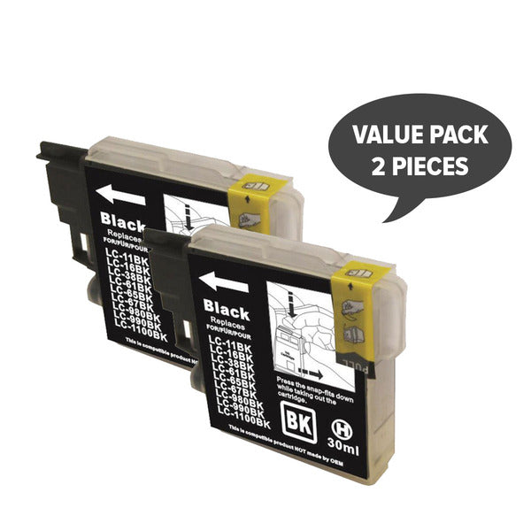  2 x LC38 LC67 Black Compatible Inkjet Cartridge