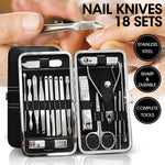 18PCS Manicure Pedicure Stainless Toe Nail Clippers Kit Cuticle Grooming Tools