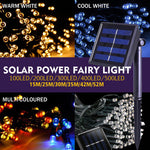 35M 200LED String Solar Powered Fairy Lights Garden Christmas Decor Multi Colour