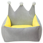 Pet Bed Crown Shape (L Grey Yellow)