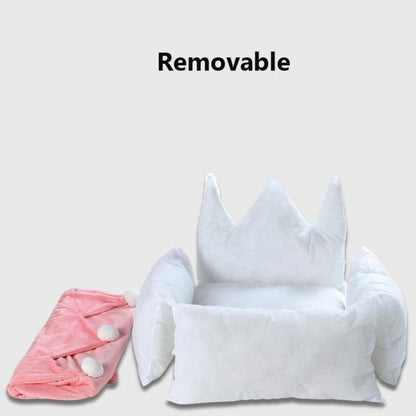 Pet Bed Crown Shape M Grey Yellow