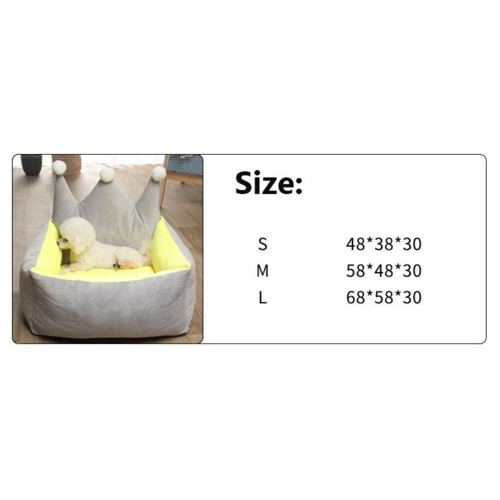 Pet Bed Crown Shape M Grey Yellow