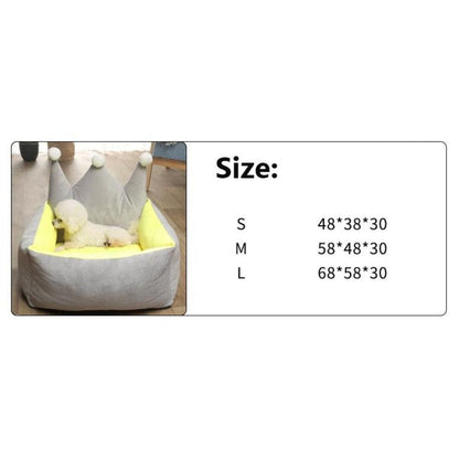 Pet Bed Crown Shape M Grey Yellow