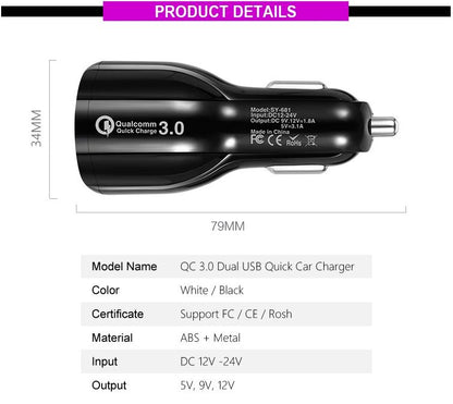 Portable Smart Dual USB Mobile Car Charger Adapter 

