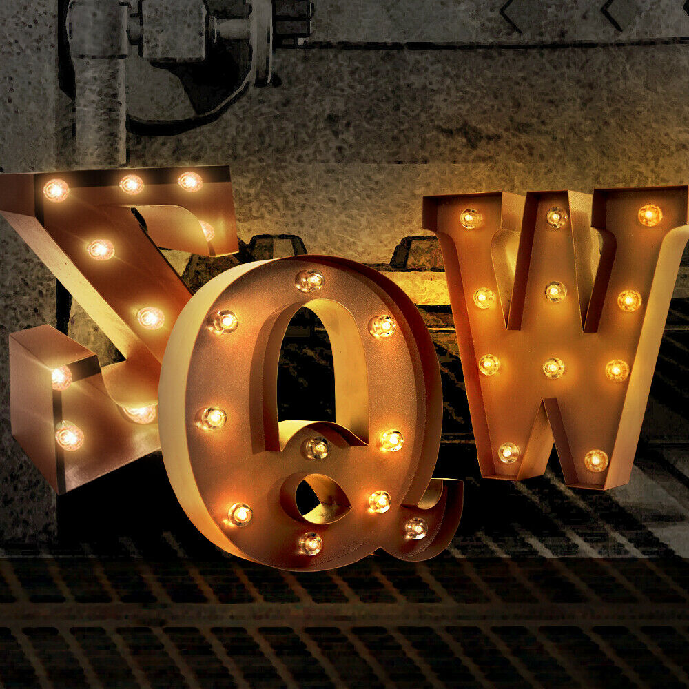LED Metal Letter Lights Free Standing Hanging Marquee Party Decor Letter And
