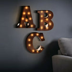 LED Metal Letter Lights Free Standing Hanging Marquee Party Decor Letter And