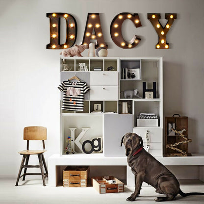 LED Metal Letter Lights Free Standing Hanging Marquee Party Decor Letter And