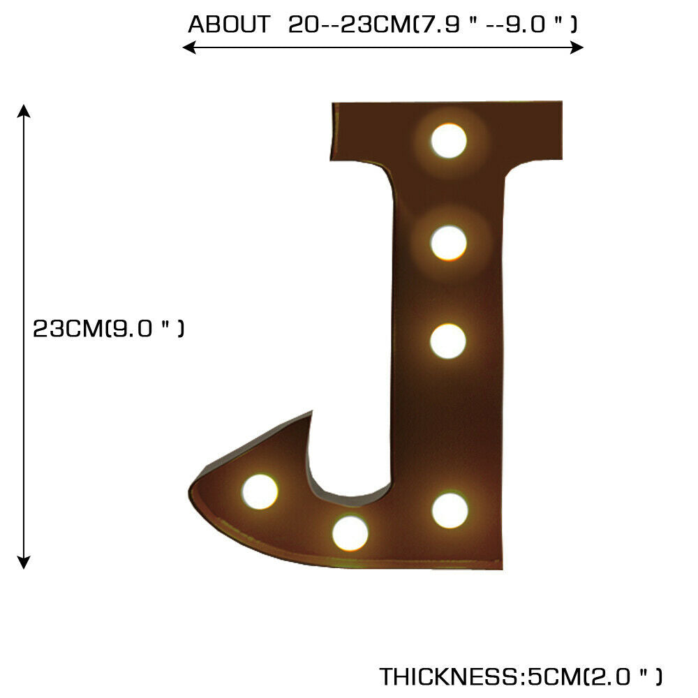 LED Metal Letter Lights Free Standing Hanging Marquee Event Party Decor Letter J