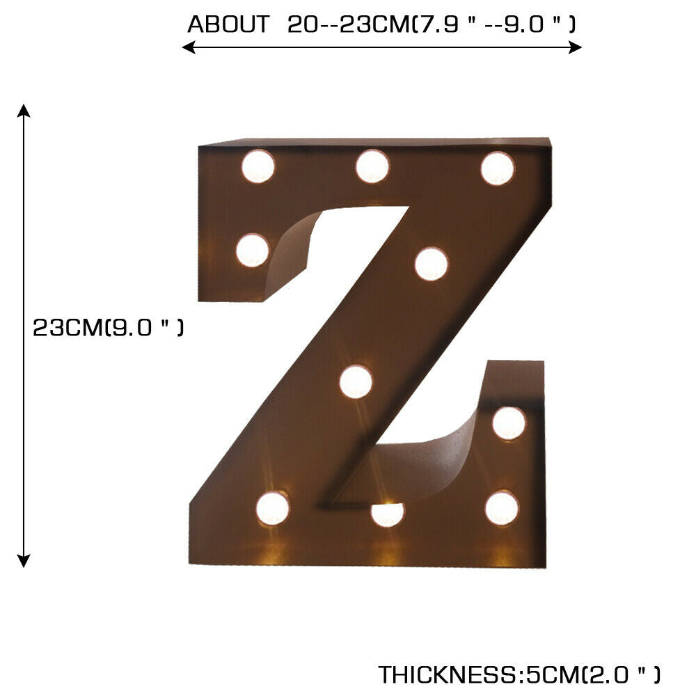 LED Metal Letter Lights Free Standing Hanging Marquee Event Party Decor Letter Z
