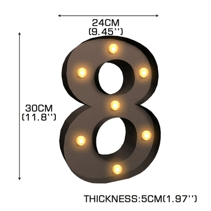 LED Metal Number Lights Free Standing Hanging Marquee Event Party Decor Number 8