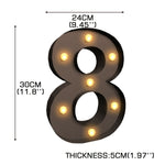 LED Metal Number Lights Free Standing Hanging Marquee Event Party Decor Number 8