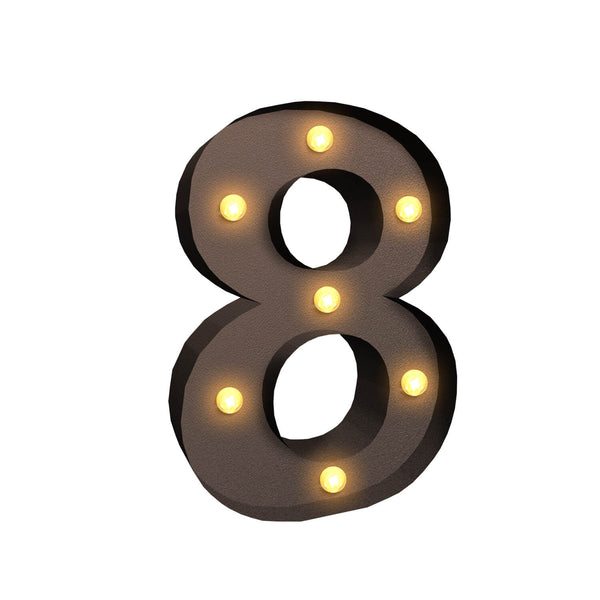  LED Metal Number Lights Free Standing Hanging Marquee Event Party Decor Number 8
