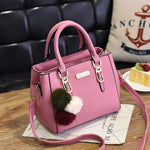 Plush Ball Decor Satchel Bag - Small Top Handle & Crossbody Zipper Shoulder Bag for Casual Style
