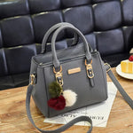 Plush Ball Decor Satchel Bag - Small Top Handle & Crossbody Zipper Shoulder Bag for Casual Style