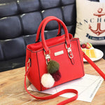 Plush Ball Decor Satchel Bag - Small Top Handle & Crossbody Zipper Shoulder Bag for Casual Style