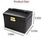 Portable PU leather Travel Jewelry box with three-layer